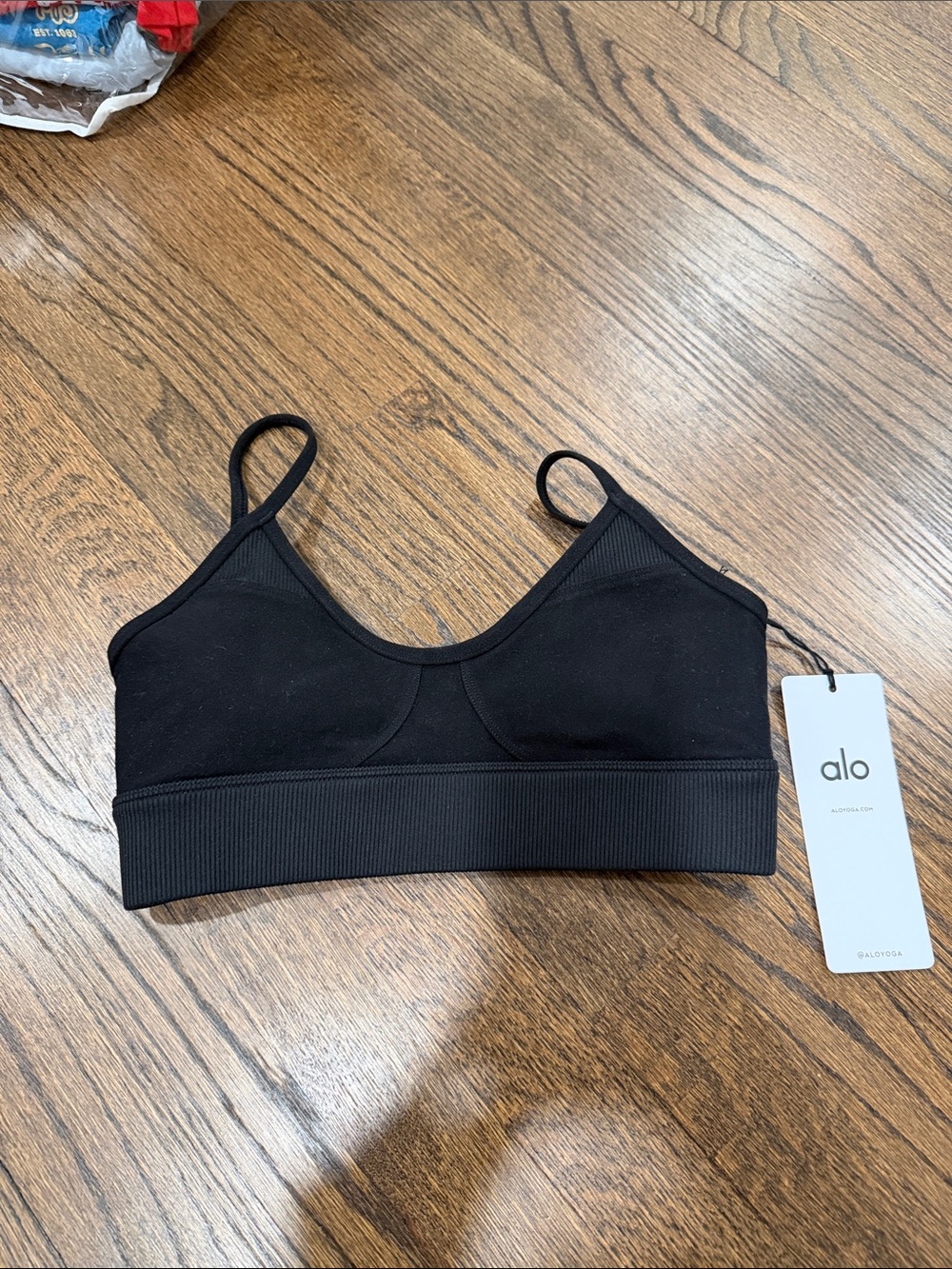 ALO Yoga Black Seamless Ribbed Band Sports Bralette